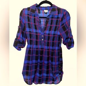 Kismet Blue Plaid Blouse
